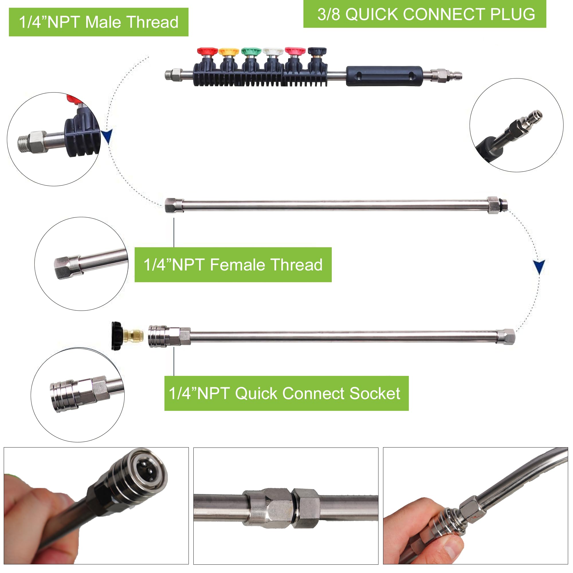 Hourleey 9-pack extension wand with a 90-degree curve for tight space access
