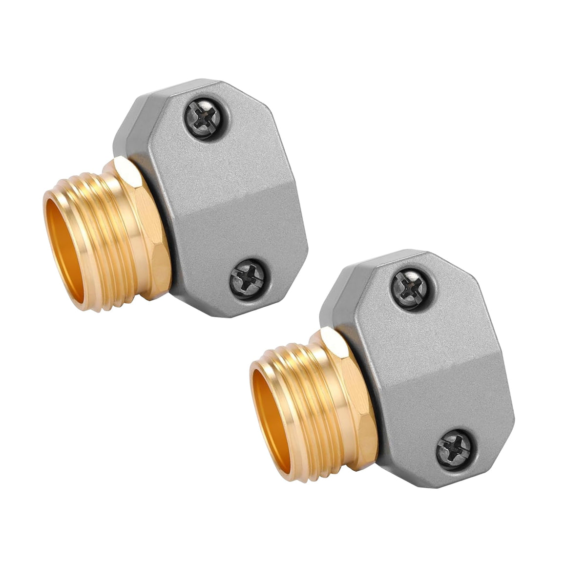 Hourleey aluminum male coupling close-up for durable hose repair.
