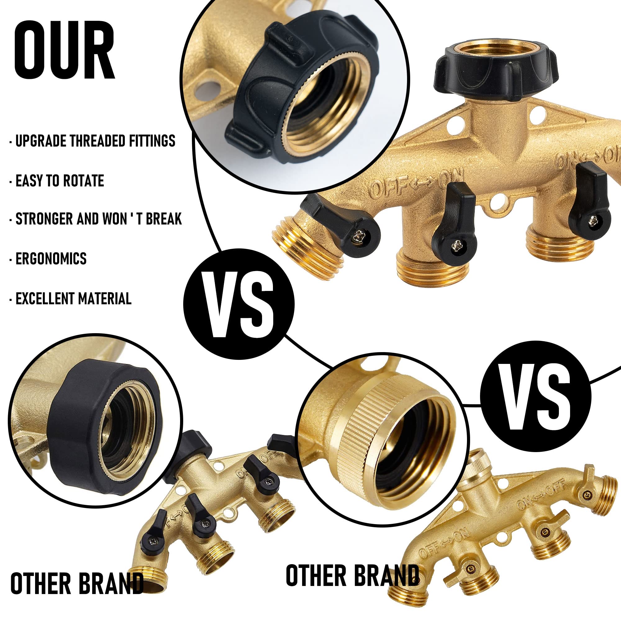 Hourleey brass splitter installed on faucet enables simultaneous watering from one source