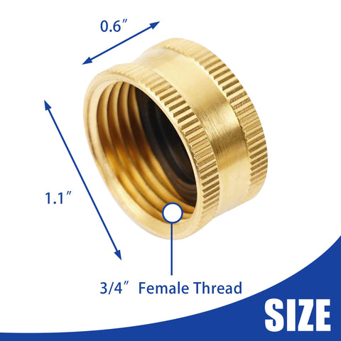Hourleey brass end cap 3/4-inch female thread secures hoses easily for reliable connections.