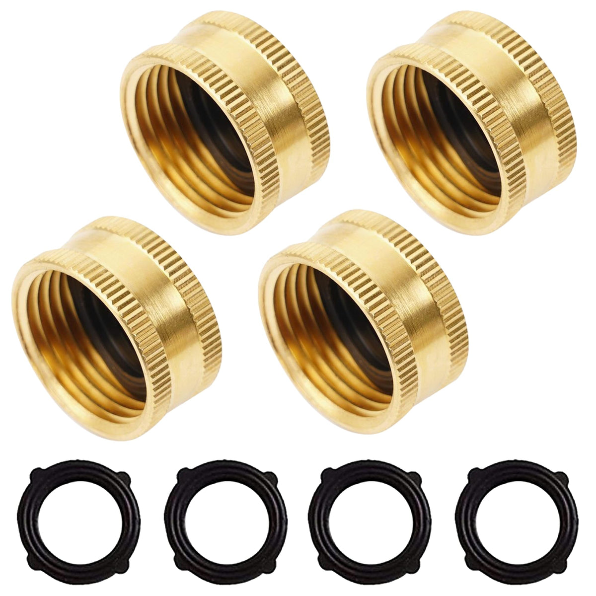 Hourleey brass garden hose end cap with four-pack for durable, leak-free replacement.