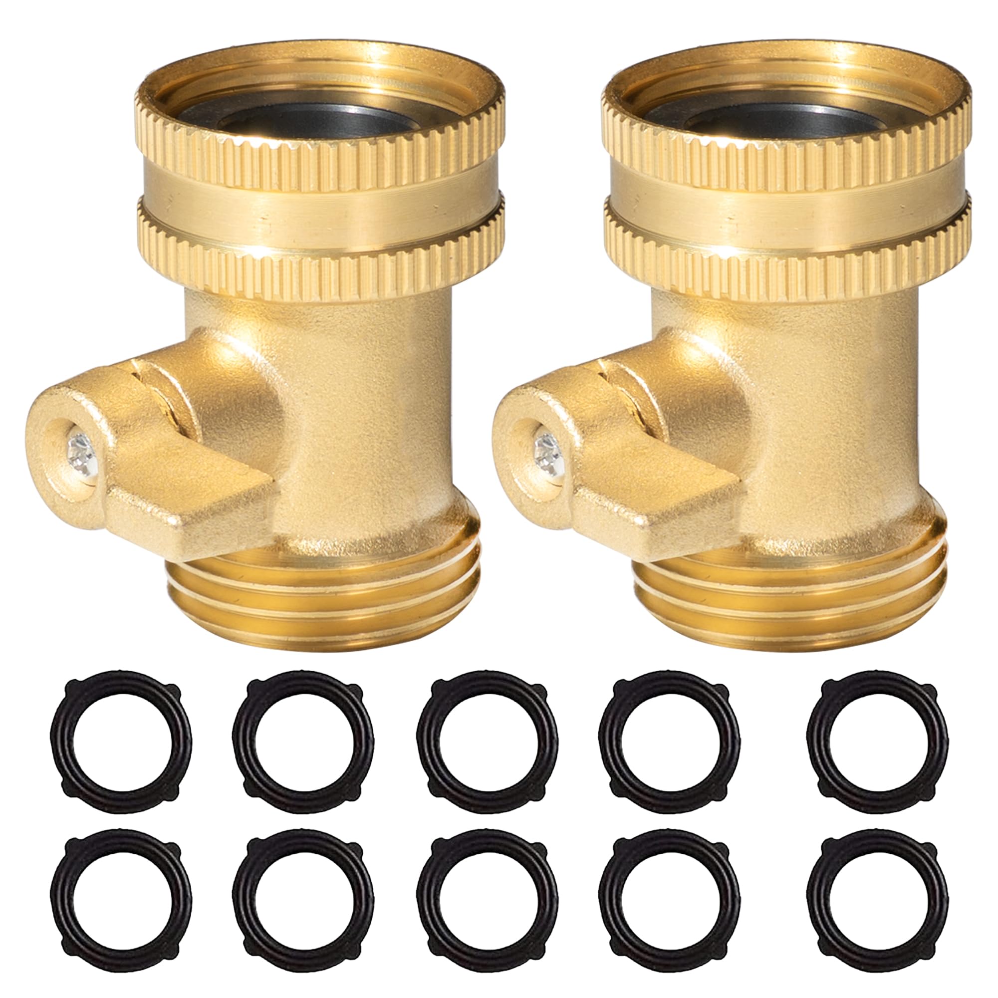 Hourleey brass garden hose shut-off valve 2-pack, durable and reliable water control.