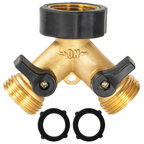 Hourleey brass garden hose splitter 2-way for reliable dual-outlet watering