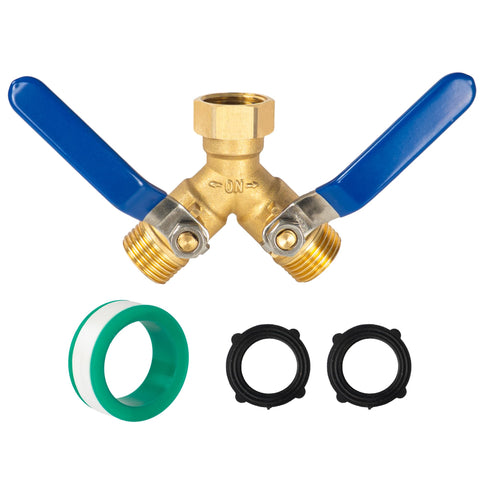 Hourleey brass garden hose splitter with long handle for smooth operation