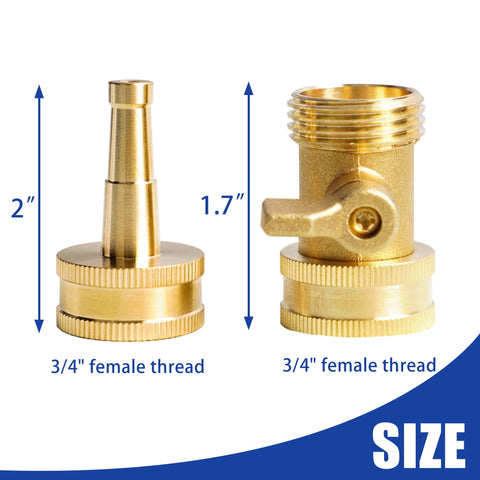 Hourleey brass hose nozzle shutoff valve controls water flow easily.