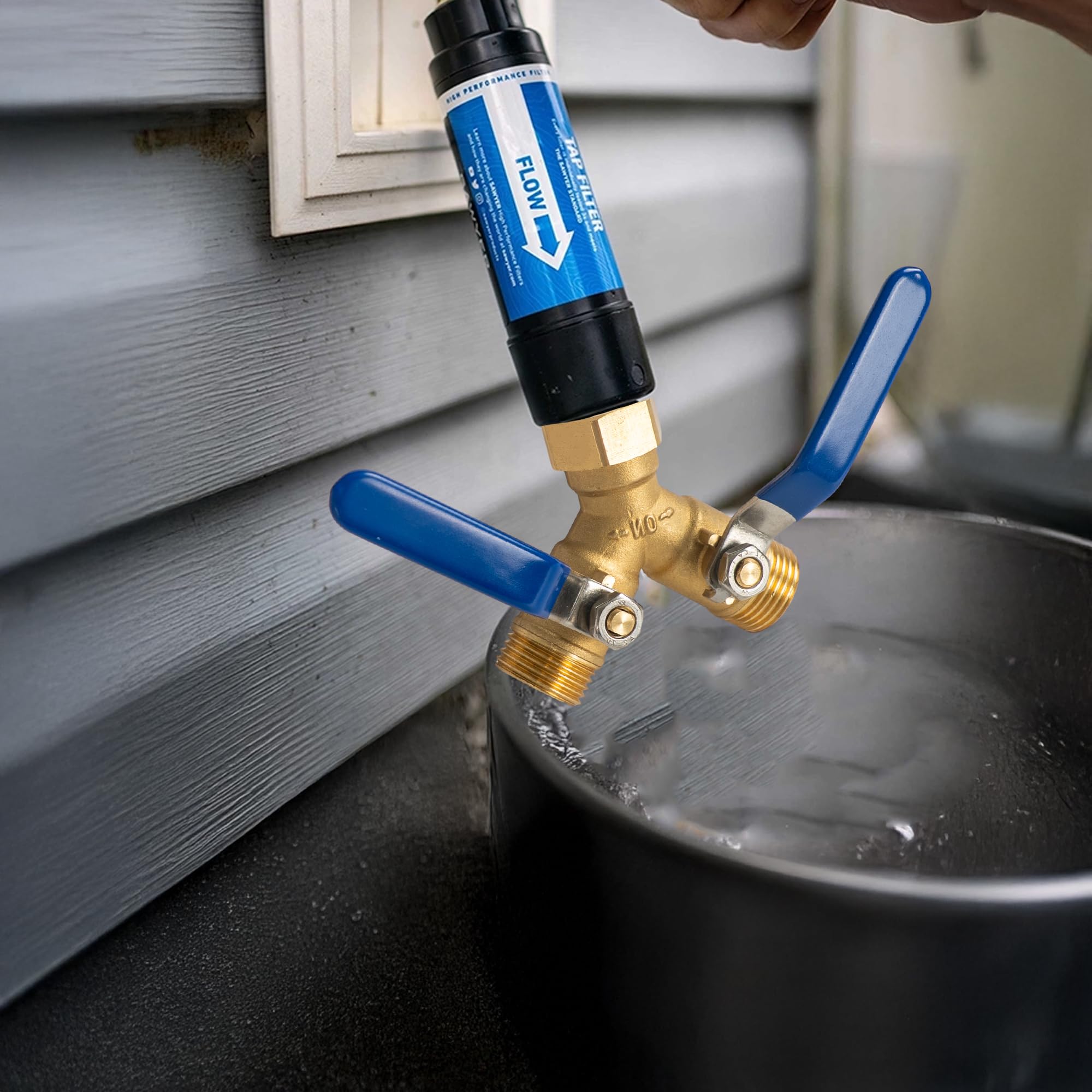 Hourleey brass hose splitter outdoors ready for efficient watering tasks