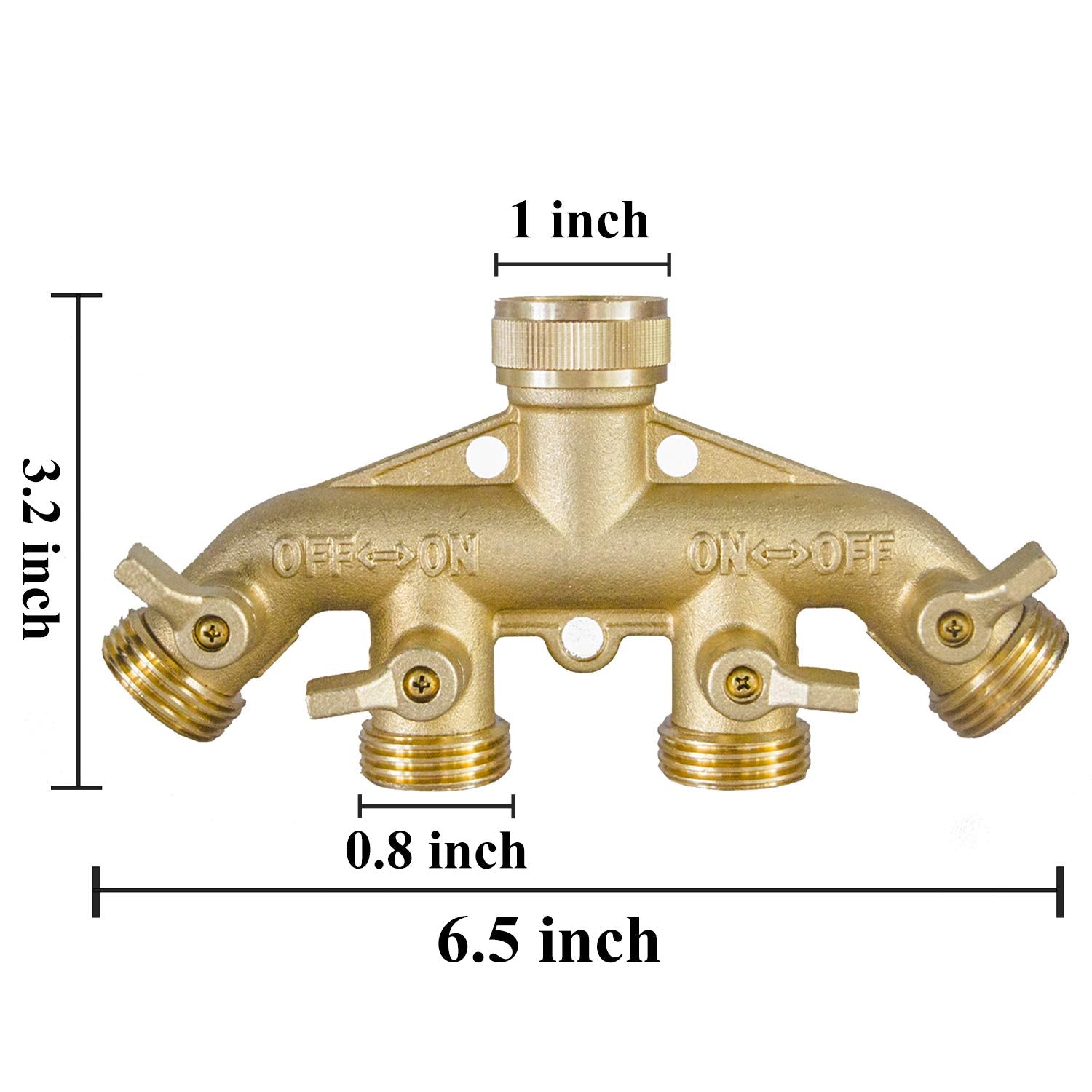 Hourleey brass hose splitter valves show independent control for precise watering.