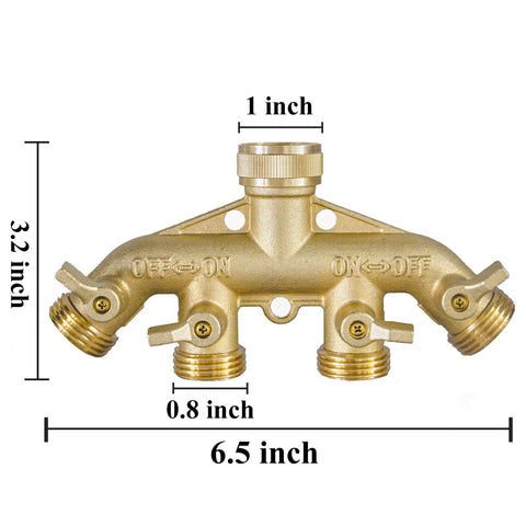 Hourleey brass hose splitter valves show independent control for precise watering.