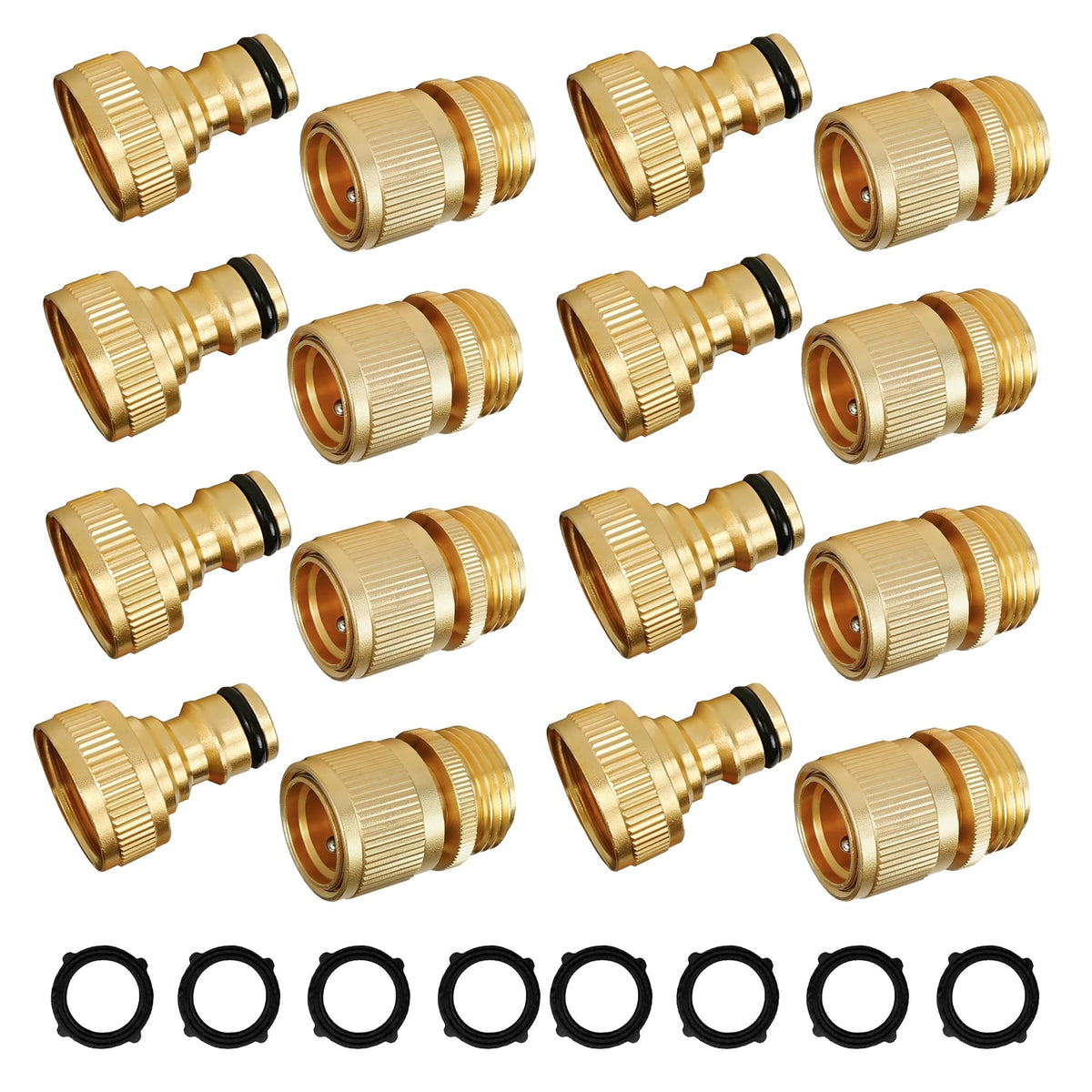 Hourleey brass male hose connector demonstrating quick, tool-free hose attachment.