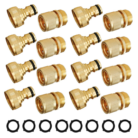 Hourleey brass male hose connector demonstrating quick, tool-free hose attachment.