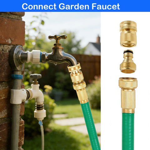 Hourleey brass quick connector female end for fast hose changes.