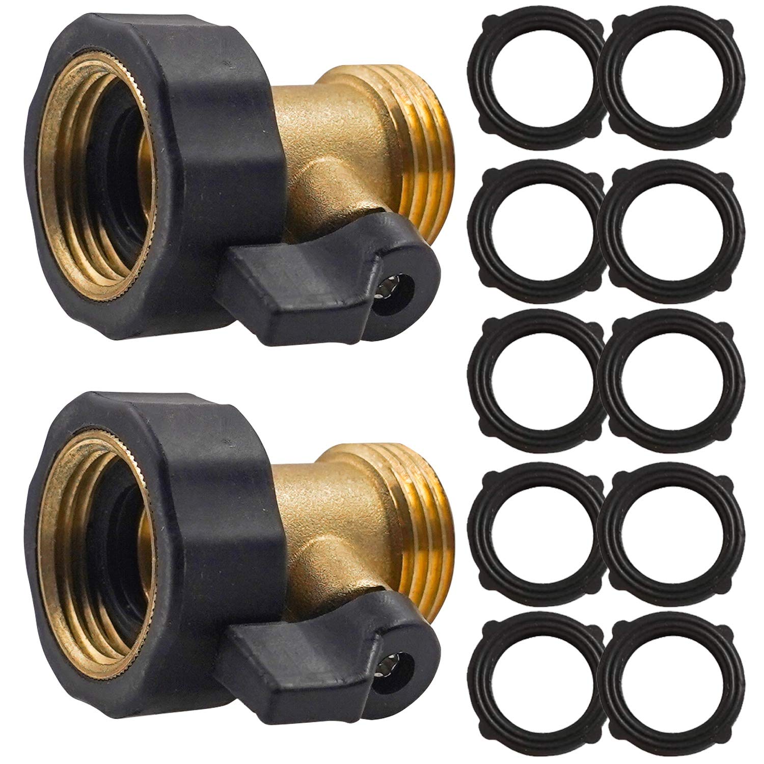 Hourleey brass valve close-up highlights robust threads for universal 3/4-inch hose compatibility.