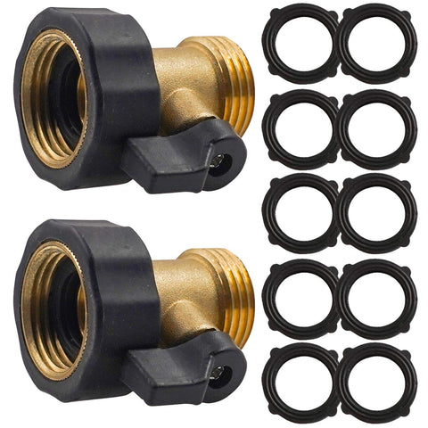Hourleey brass valve close-up highlights robust threads for universal 3/4-inch hose compatibility.