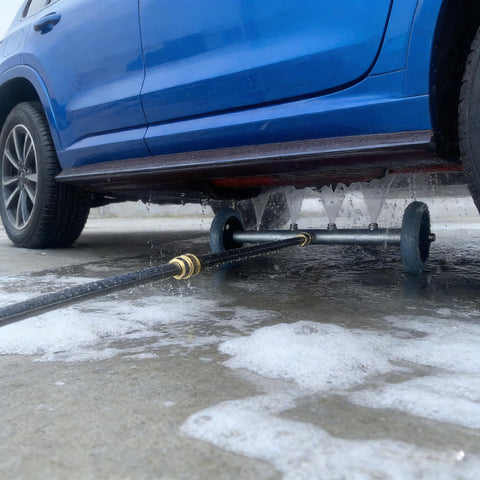 Hourleey undercarriage cleaning on a deck shows versatility beyond vehicles.