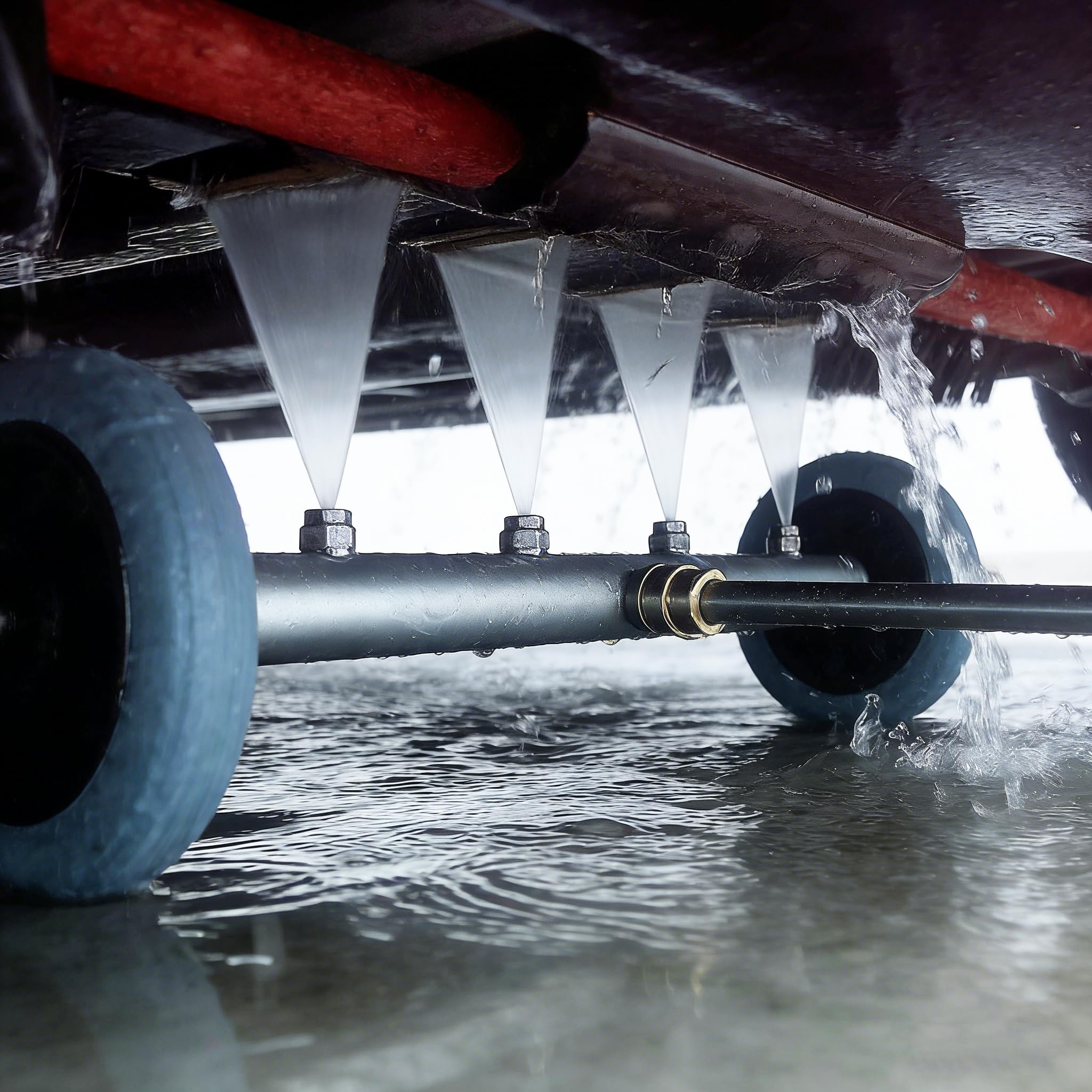 Hourleey four-nozzle system delivers even cleaning across surfaces.
