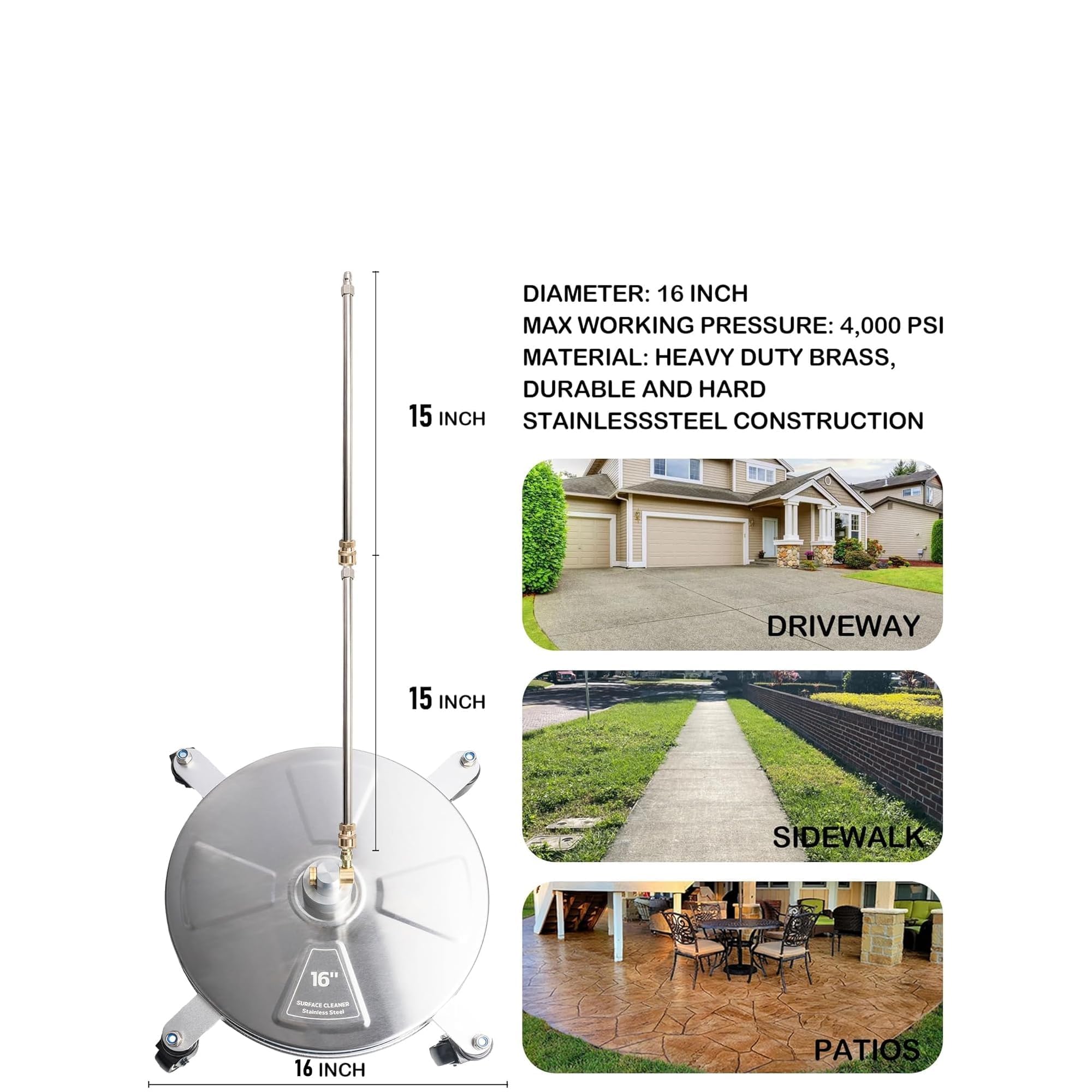 Hourleey four-wheel base enables smooth maneuverability on concrete surfaces.