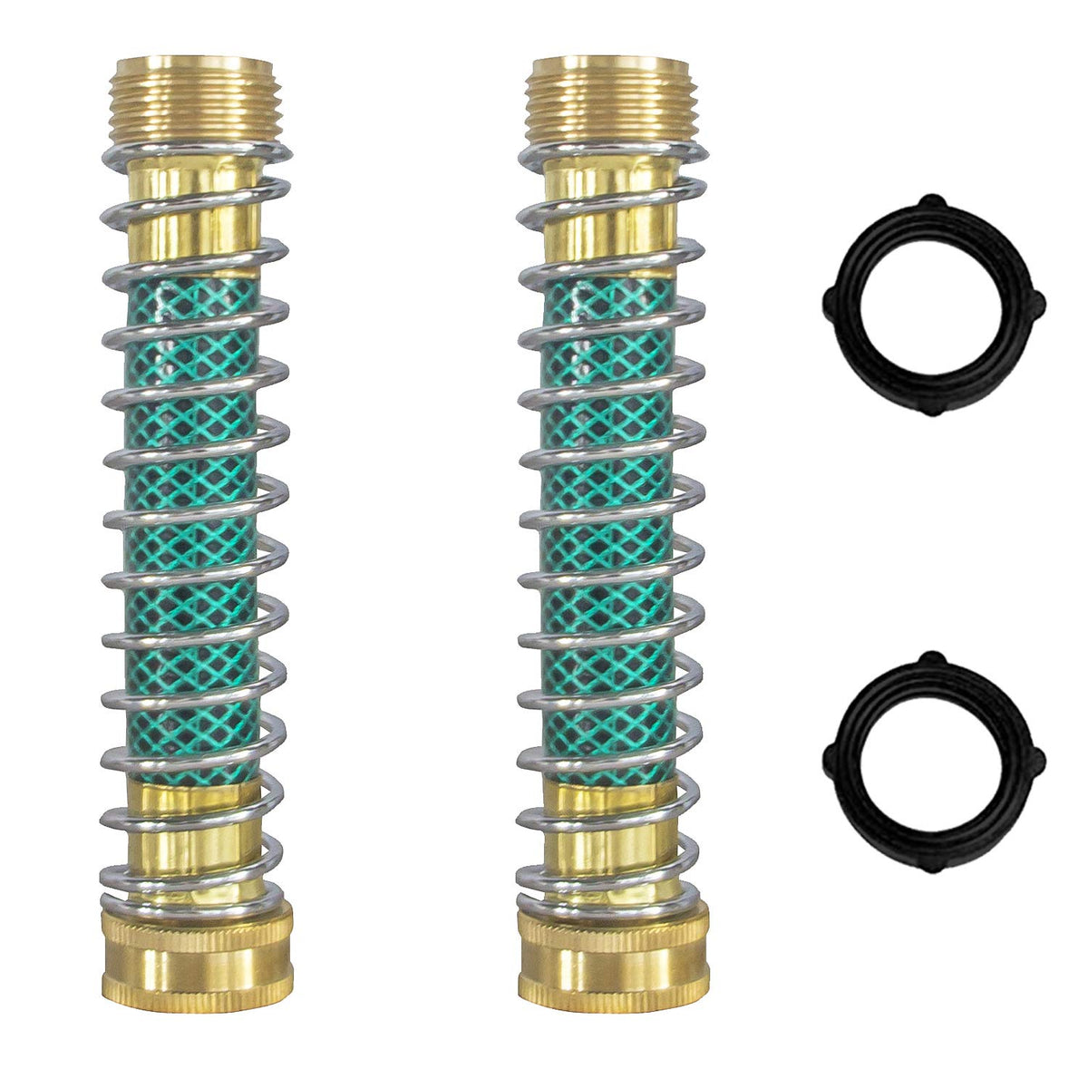 Hourleey garden hose protector with coil spring guarding against kinks.