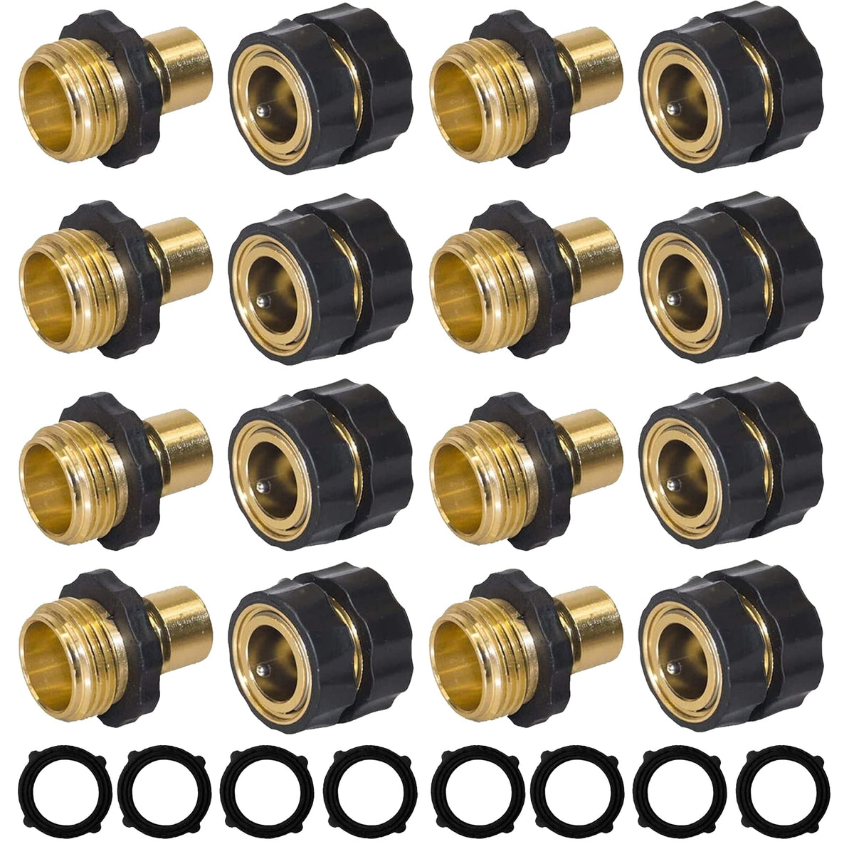 Hourleey garden hose quick-connect 8-set pack for quick, secure connections.