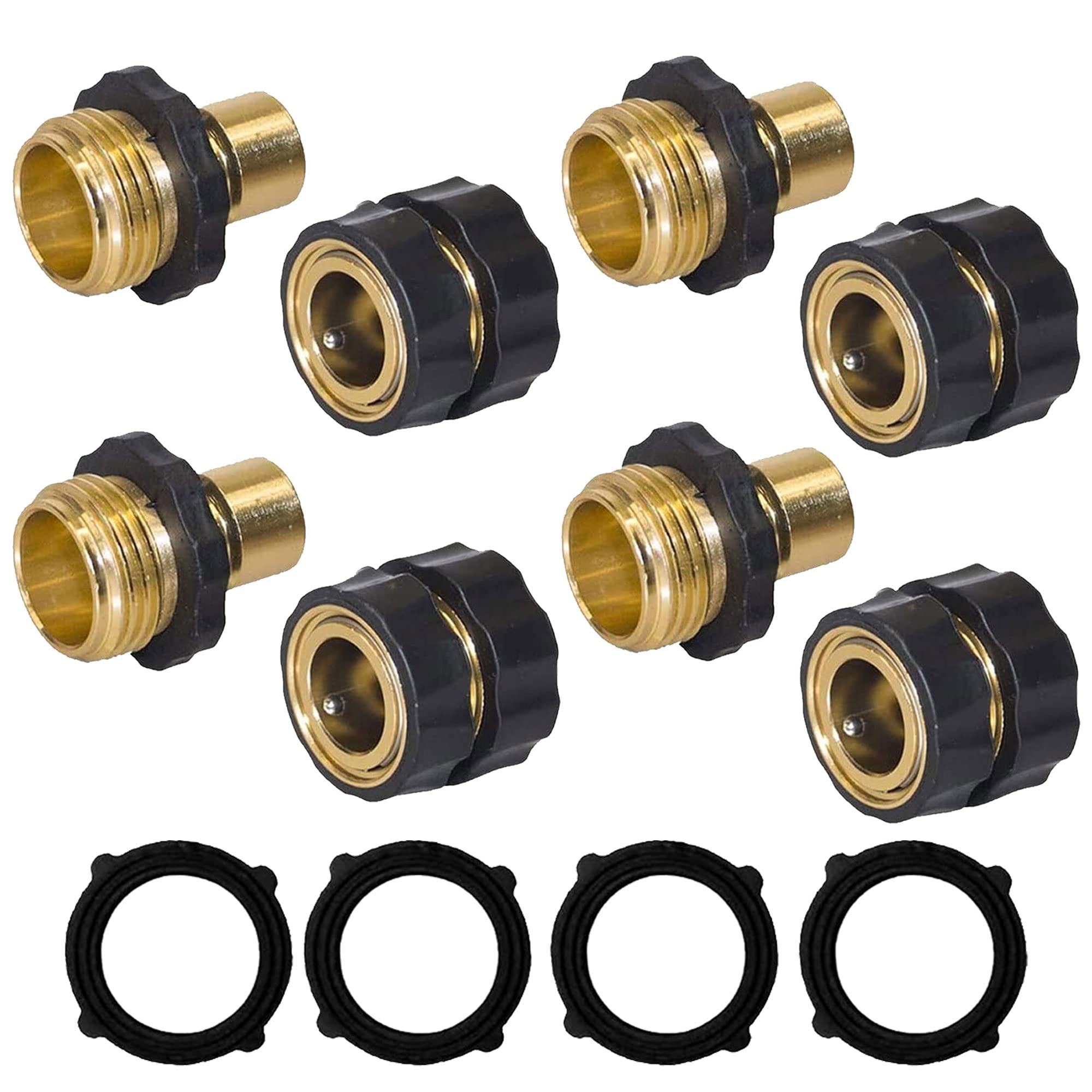 Hourleey garden hose quick connector set showing male fittings for quick secure connections