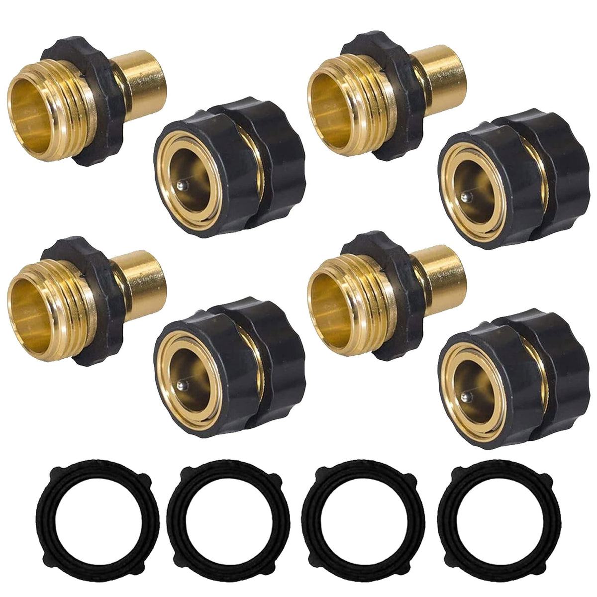 Hourleey garden hose quick connector set showing male fittings for quick secure connections