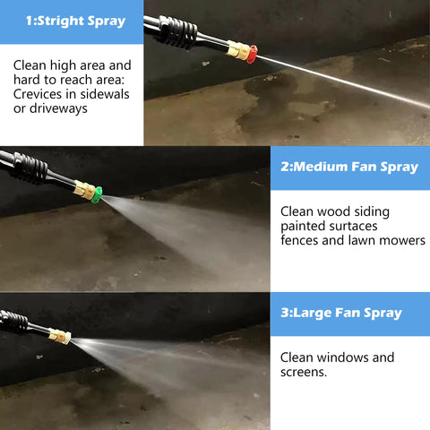 Hourleey 0-degree red nozzle concentrates the jet for stubborn grime.