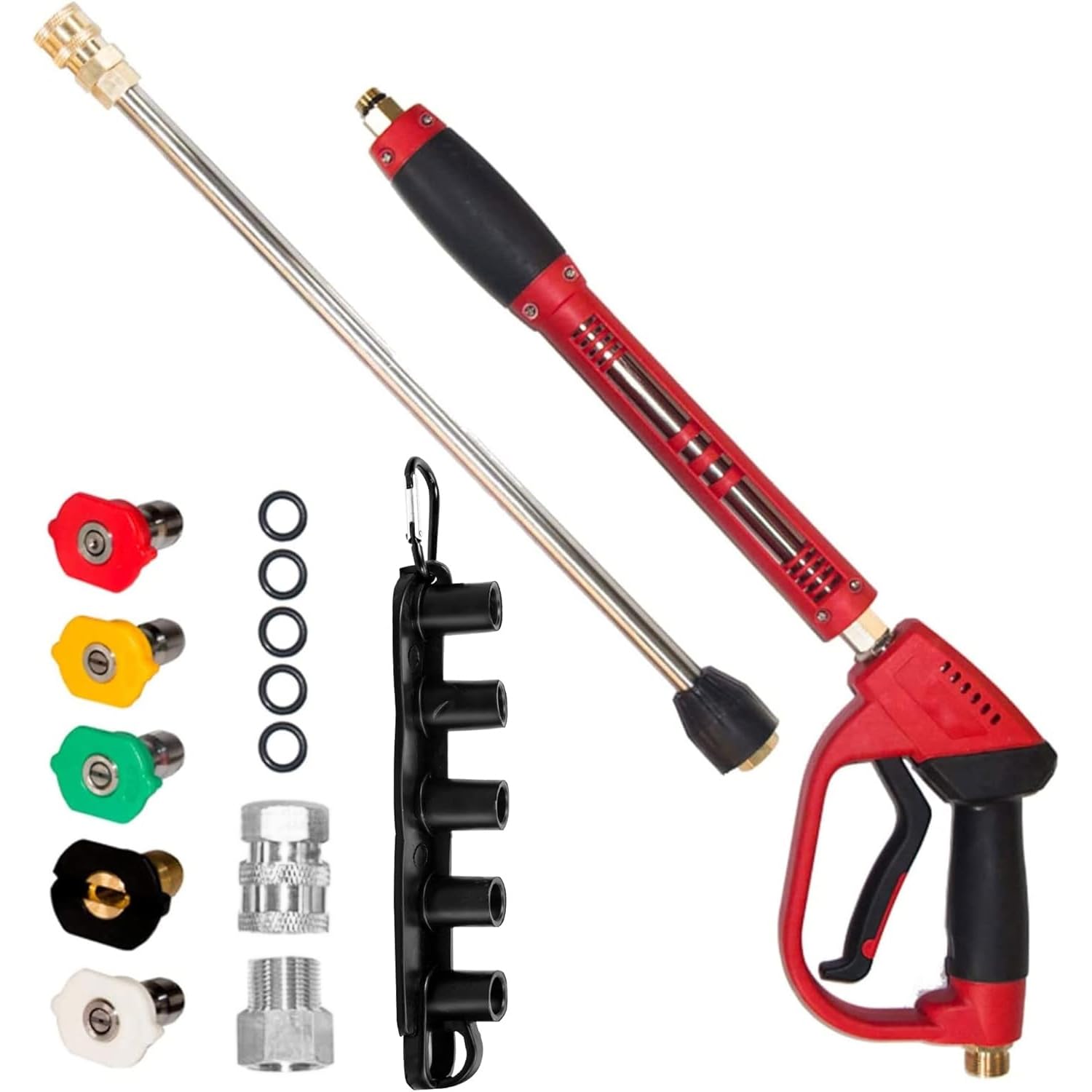 Hourleey pressure washer gun red full view demonstrates durable, high-pressure cleaning capability.