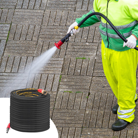 Hourleey professional-grade hose in use for power washing projects.