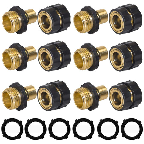 Hourleey quick connector set with six female and six male fittings for fast hose changes.
