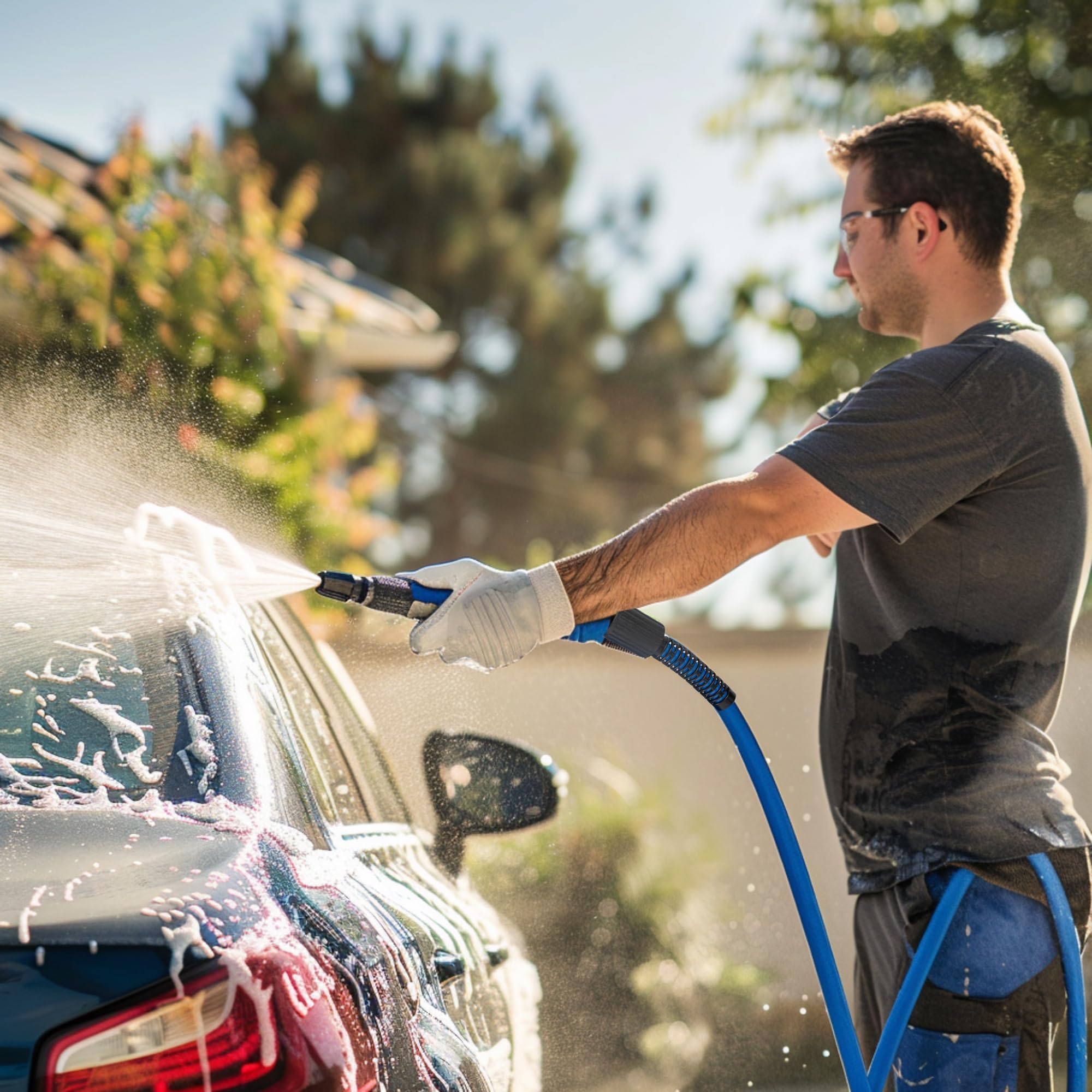 Hourleey residential and commercial use hose for cars, driveways, and more.