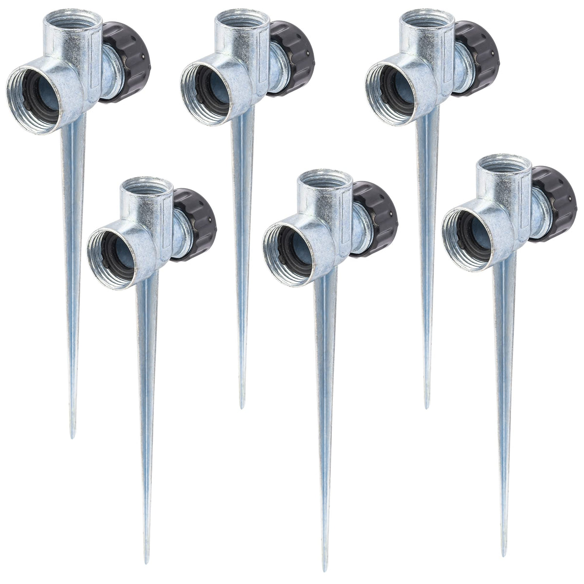 Hourleey sprinkler base 6-pack for quick lawn irrigation with durable zinc alloy construction.