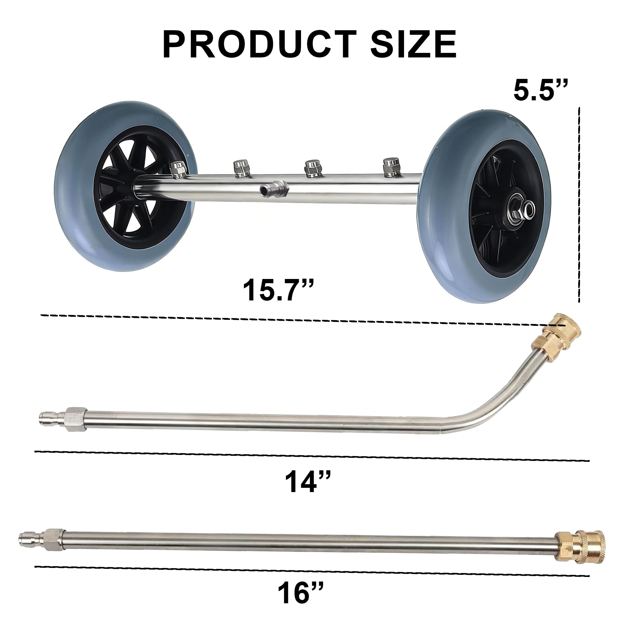 Hourleey undercarriage cleaner glides on two casters for easy maneuvering.