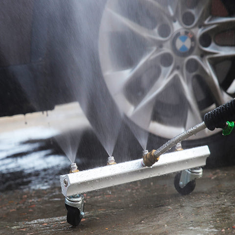 Hourleey undercarriage cleaner with two casters for easy maneuvering.