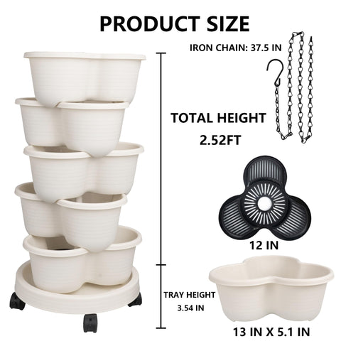 Hourleey Vertical Garden Tower with wheels for easy relocation in homes or balconies.