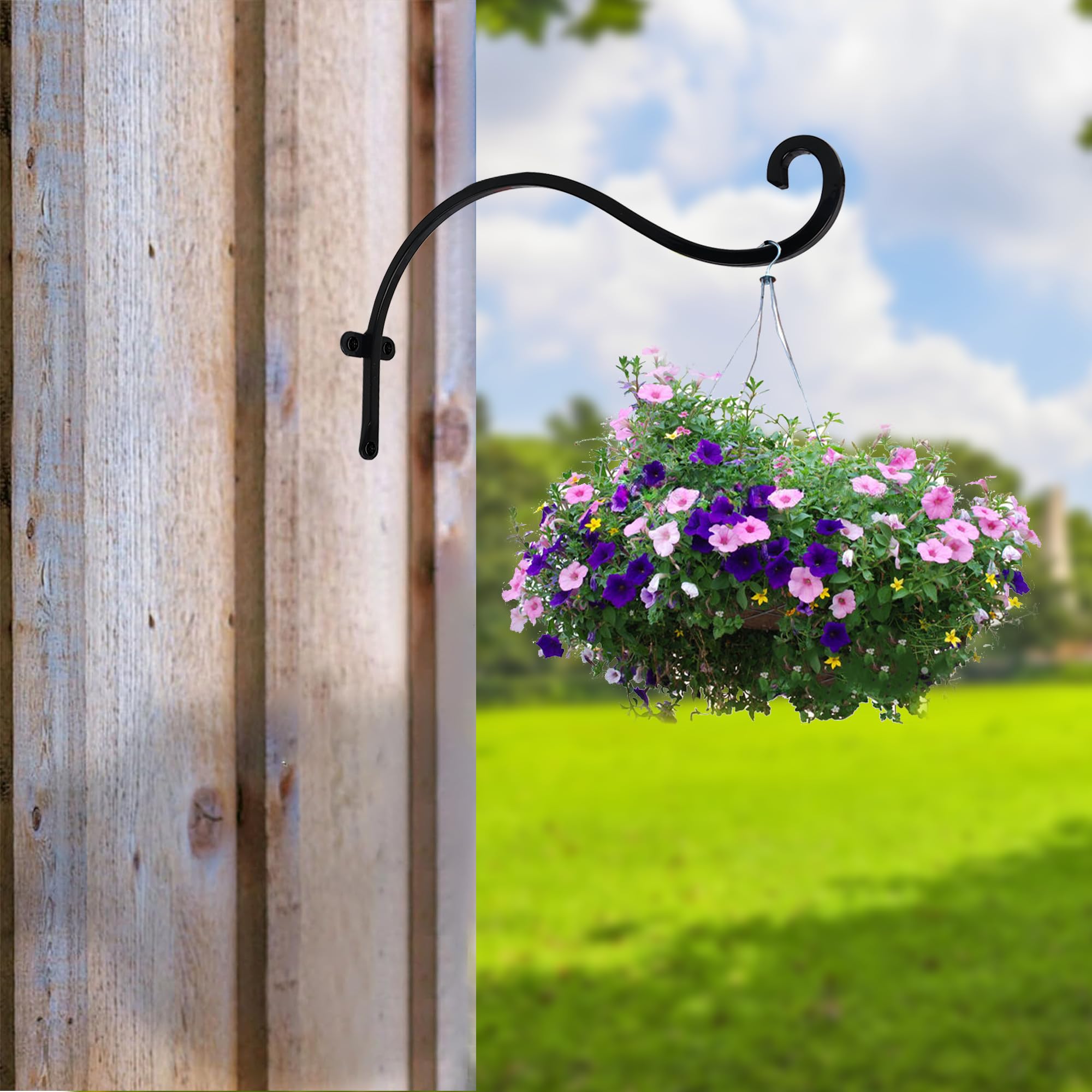 Hourleey wall mount bracket installed on exterior garden wall