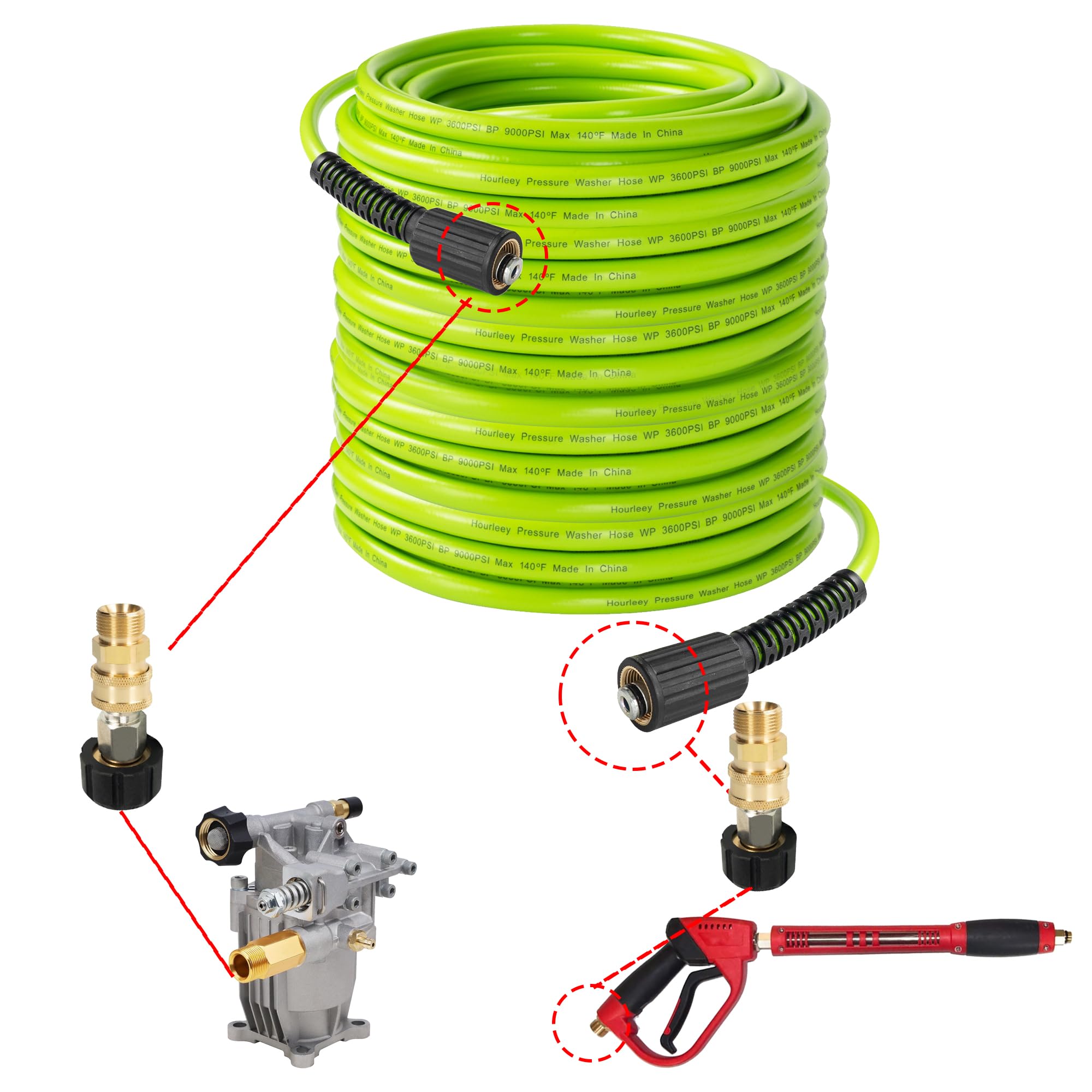 Hourleey weather-resistant hose stays flexible in sun and cold for everyday cleaning tasks.