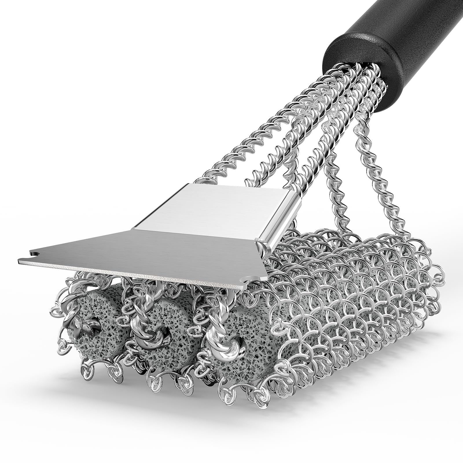 House Again bristle-free grill brush highlights safety design and powerful cleaning
