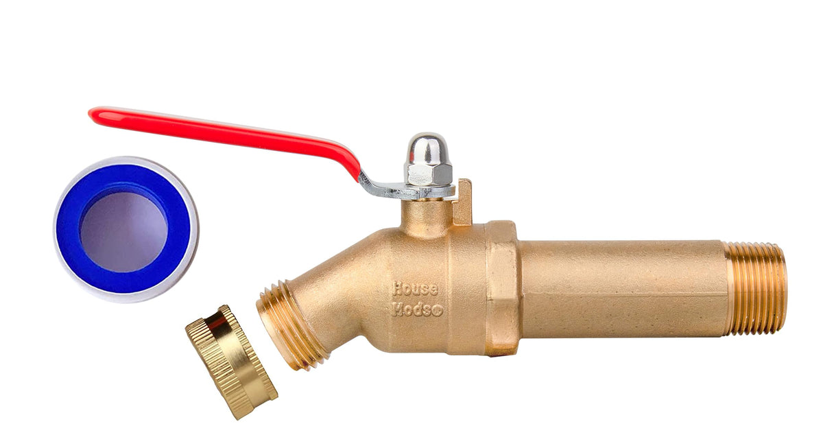 House Mods HMP011 brass body close-up showing lead-free quality for potable water use.