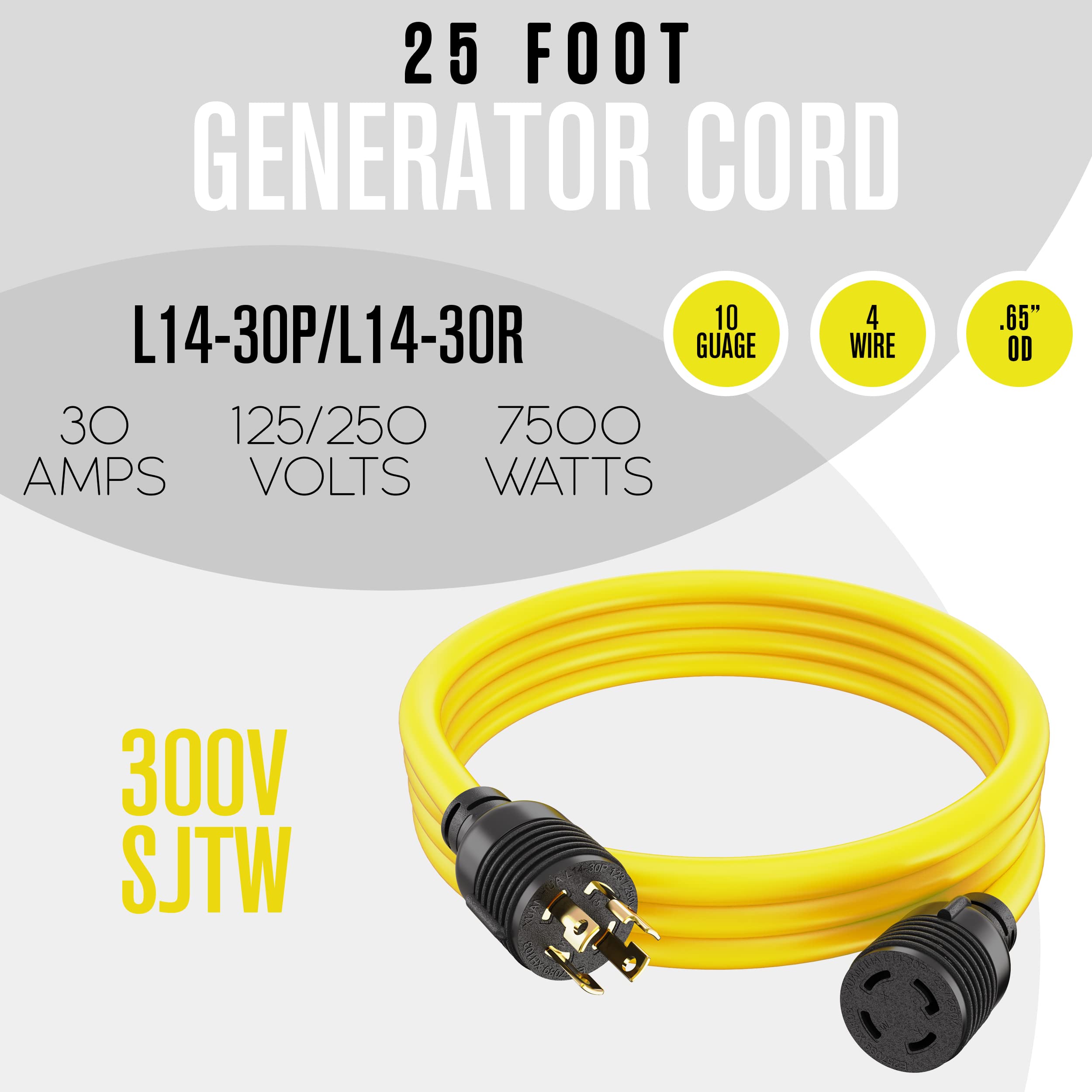 Houseables 10-gauge four-conductor cord supports higher loads safely.