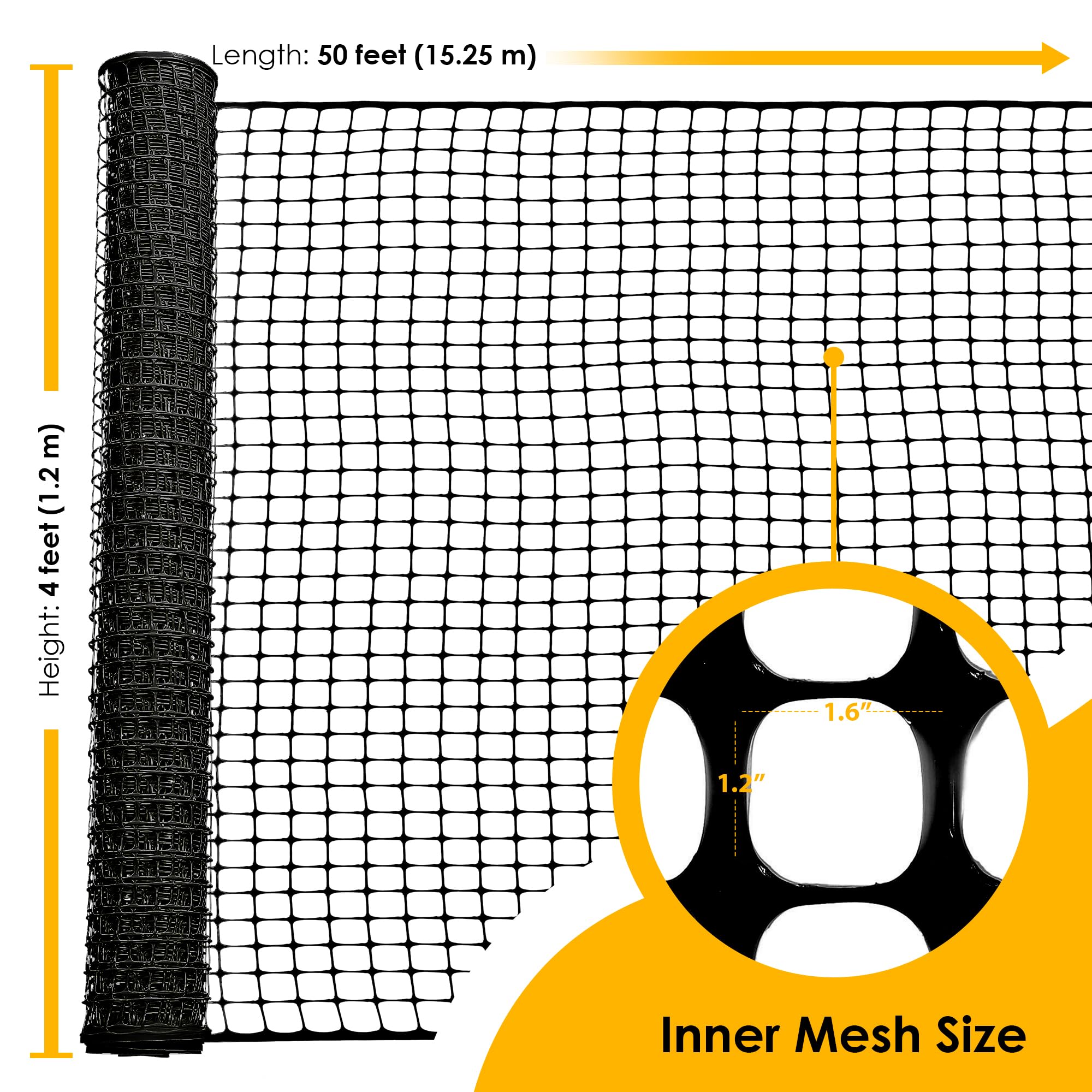 Houseables black mesh fence creates a sturdy visual barrier for pets and crowds