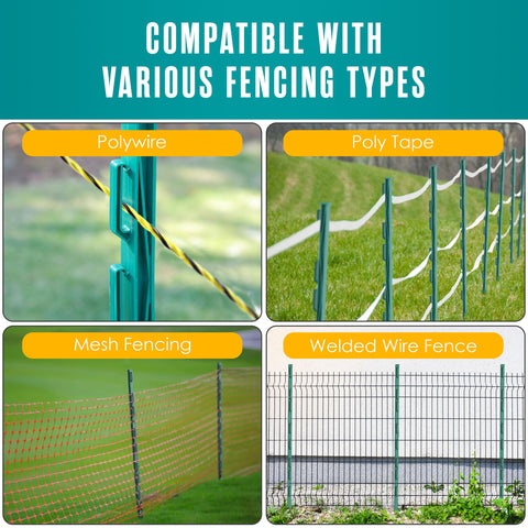 Houseables green fence post with hooks fits polywire and tape.