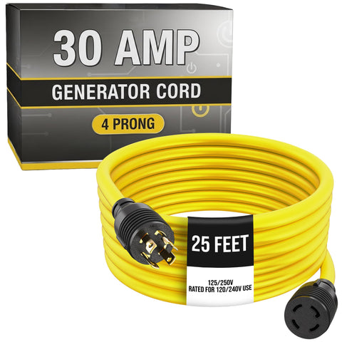 Houseables L14-30P to L14-30R 25ft generator cord for reliable outdoor power connections.