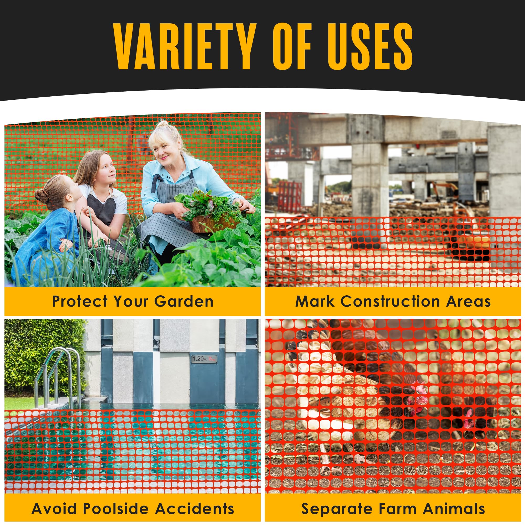 Houseables patio netting in orange for safety and boundary marking