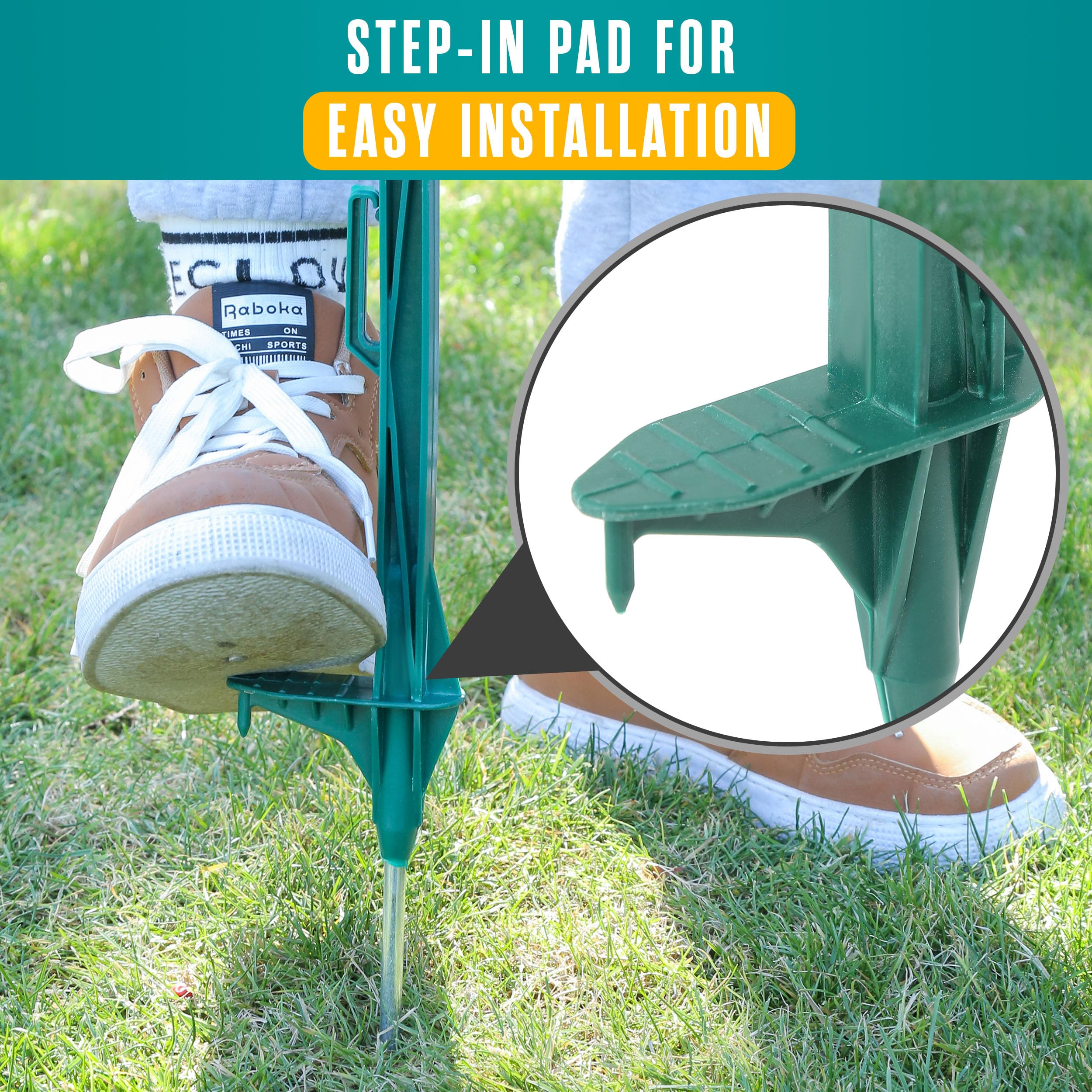 Houseables UV resistant green post blends with outdoor spaces.
