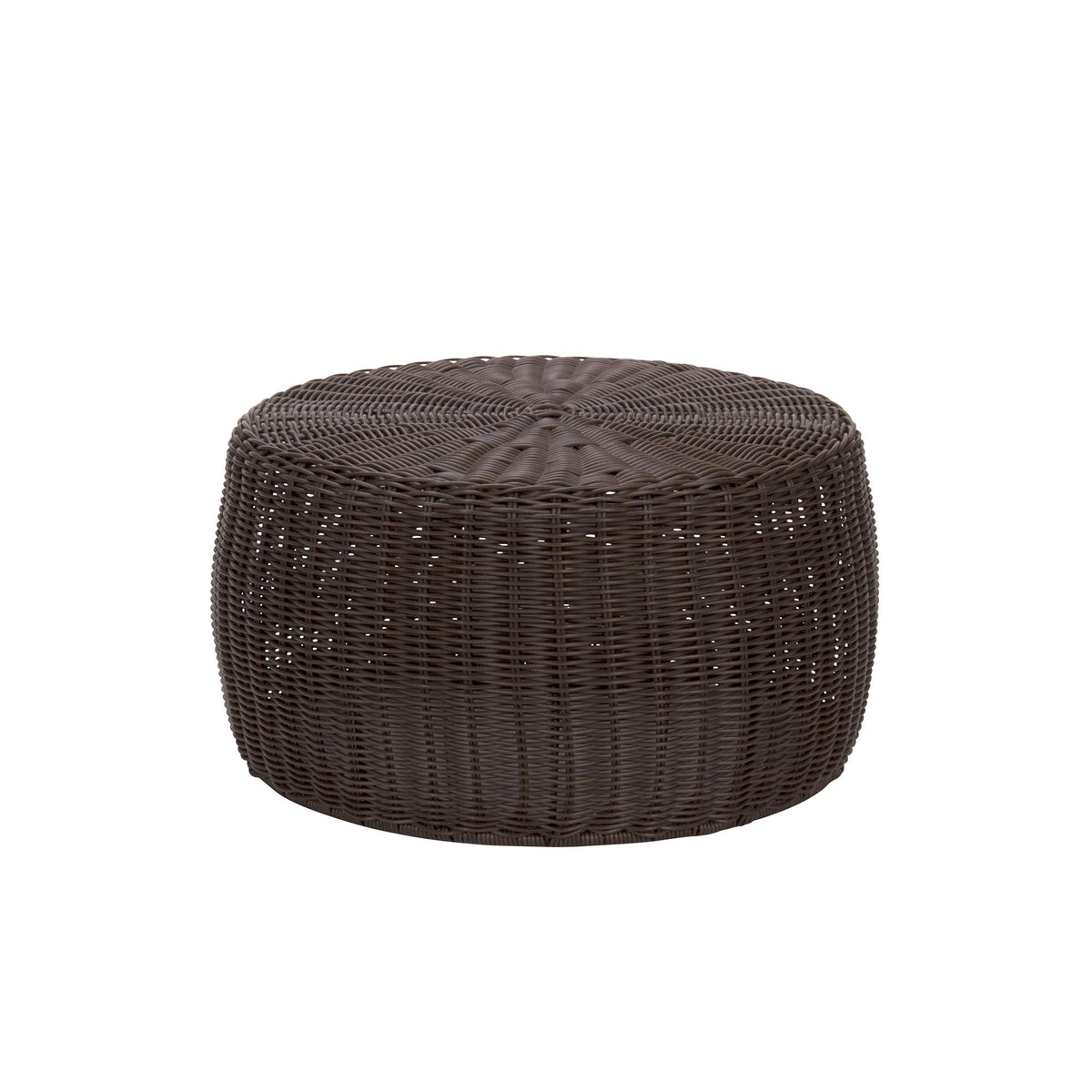Household Essentials handwoven resin storage stool in brown, durable for indoor or outdoor use.