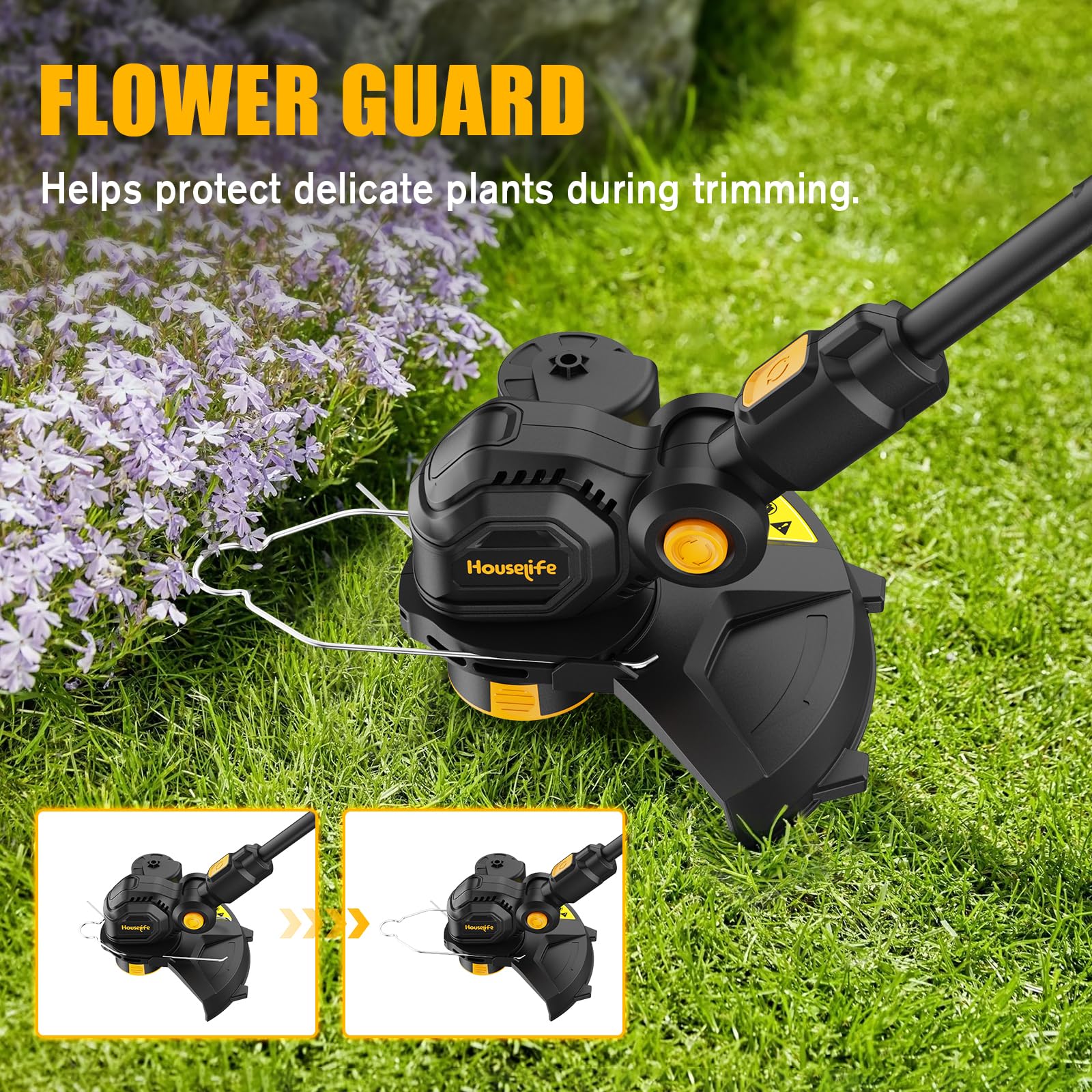 Houselife 90-degree tilting cutting head enables precise edging at odd angles