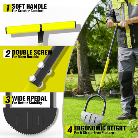 Houselife Half Moon Edger penetrating compact soil with stable leverage