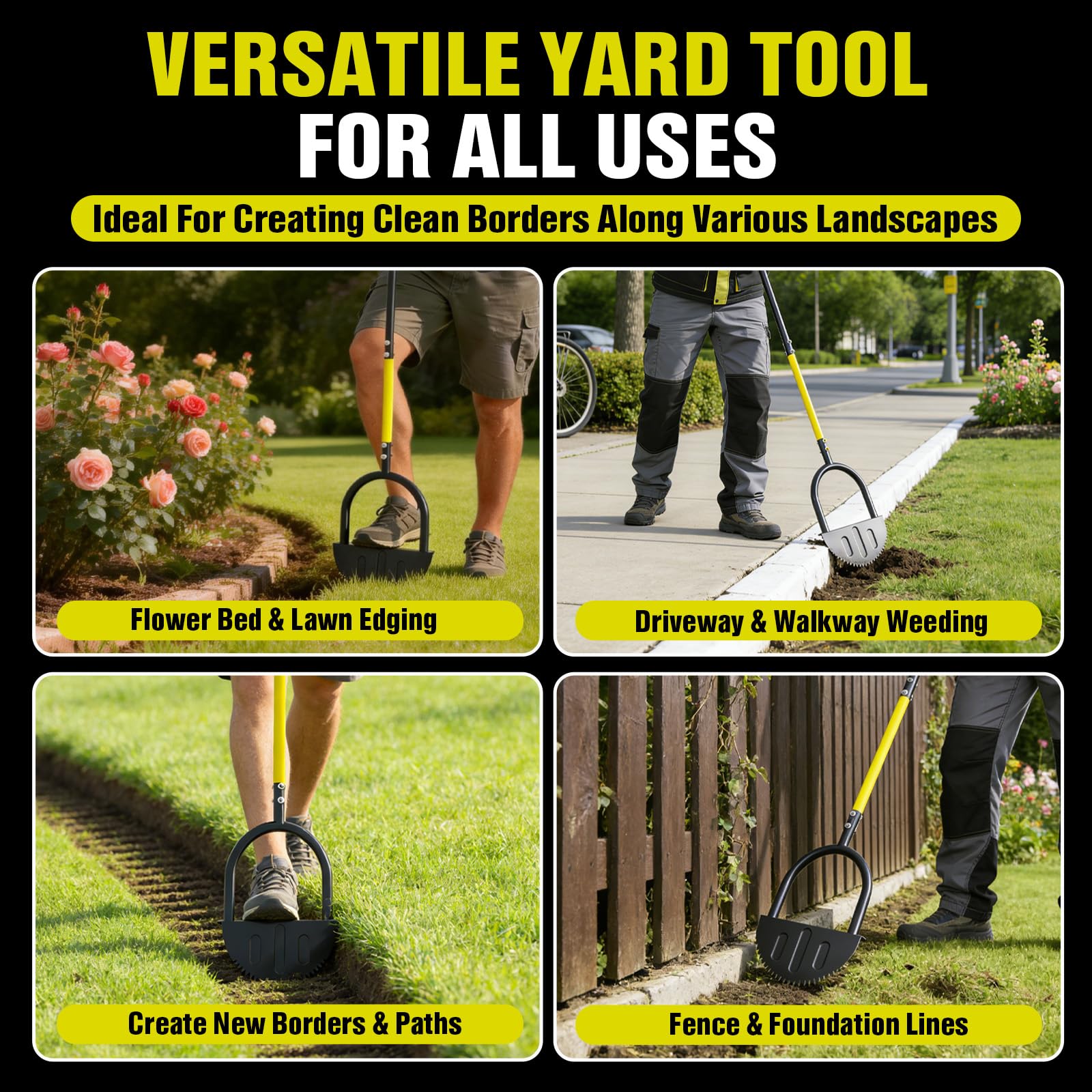 Houselife Half Moon Edger along sidewalk border showing clean lines