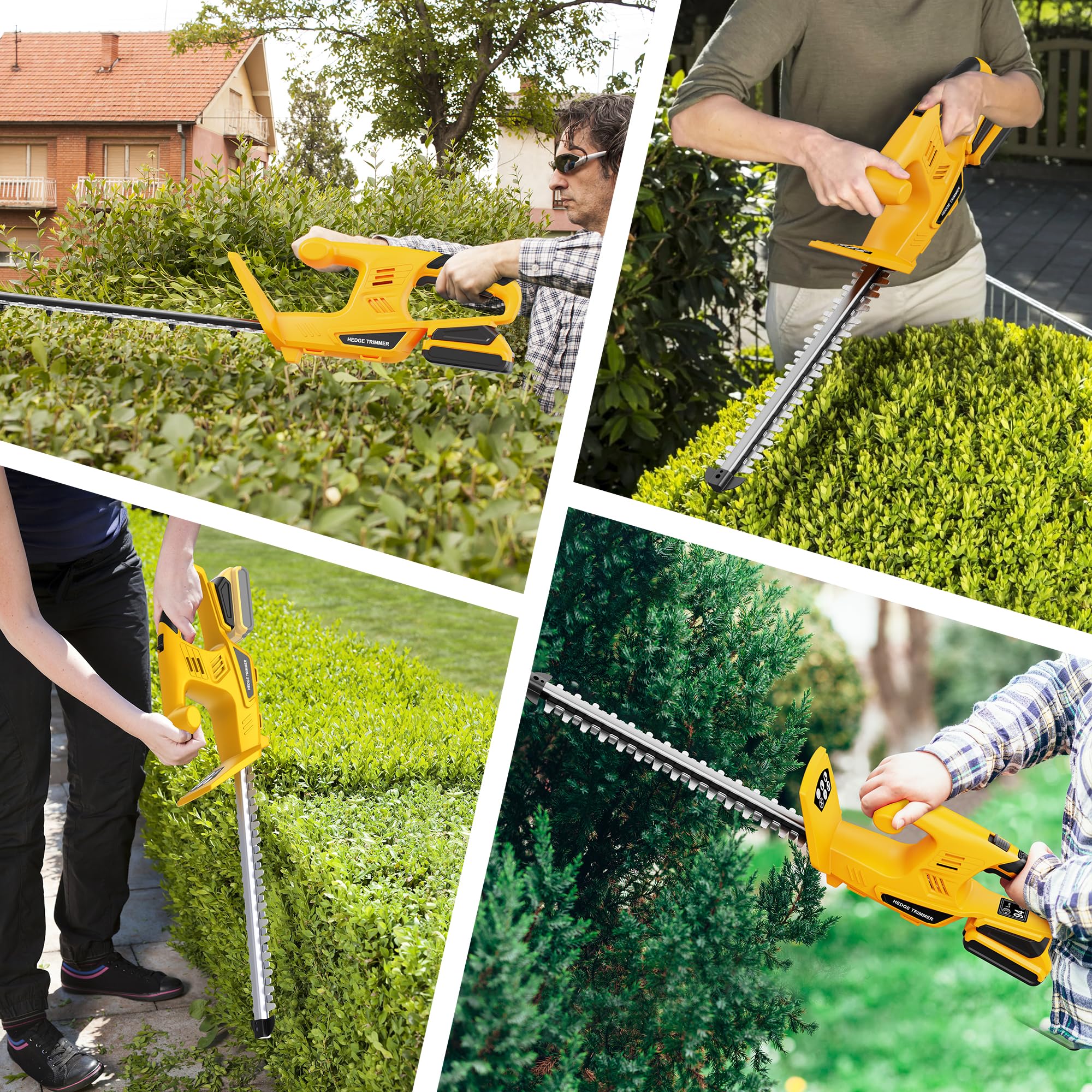 Houselife hedge trimmer in garden use demonstrates easy yard maintenance