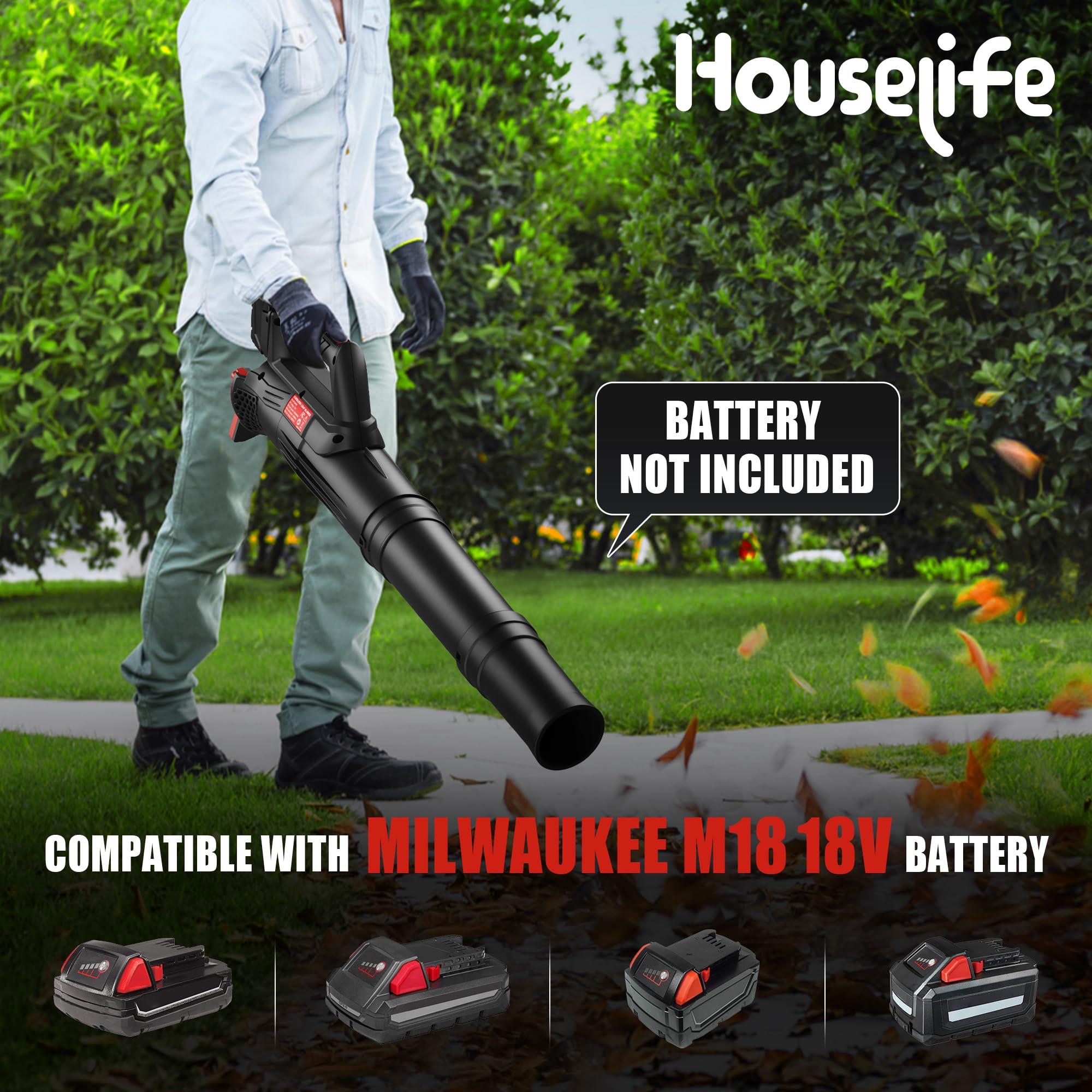 Houselife blower used one-handed for comfortable yard cleanup