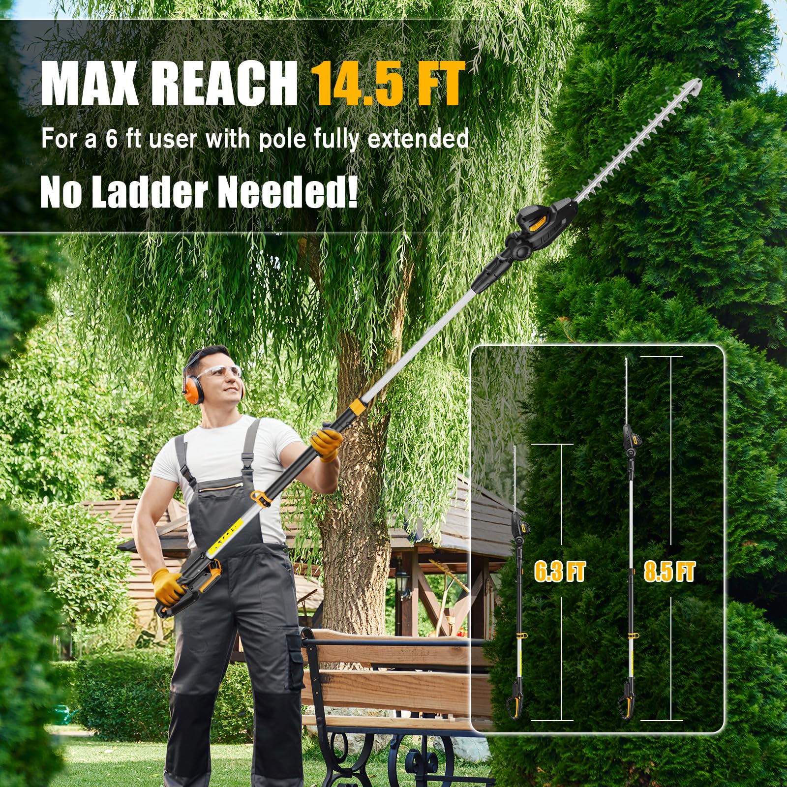 Houselife lightweight hedge trimmer at 6lbs reduces fatigue during long trimming sessions.